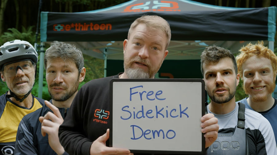 A rider on the trail at Redwood Park during the Sidekick demo day.